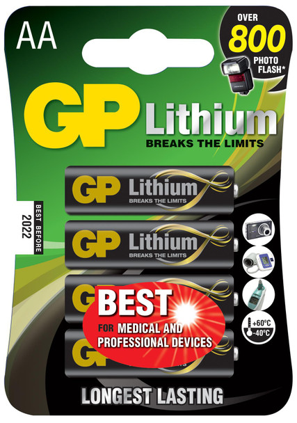 GP Batteries AA 4-P 15LF LITHIUM BATTERY AA/15LF AA 4-P 15LF