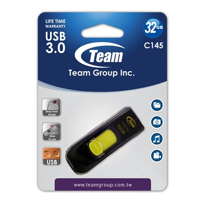 Team C145 32Gb Usb 3.0 Flash Drive Yellow TC145332GY01