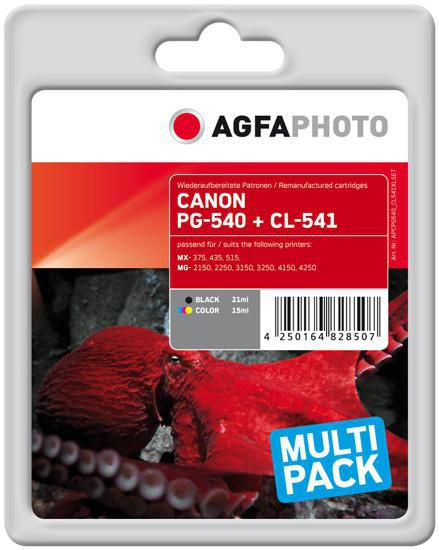 AgfaPhoto APCPG540_CL541XLSET Ink BK+CO. rpl PG-540. CL-541 APCPG540_CL541XLSET