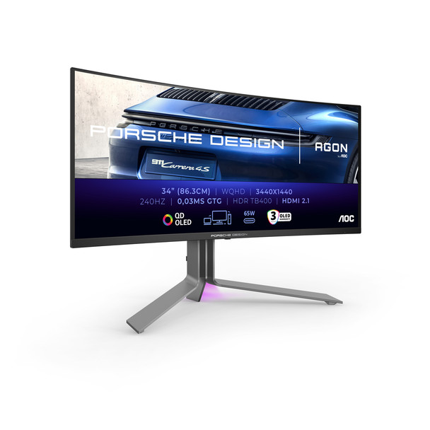 AOC Porsche PD34 86.4 cm 34" 3440 x 1440 pixels Wide Quad HD QD-OLED 0.03 ms Bla PD34