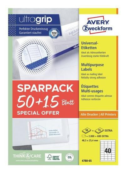 Avery 4780-65 Self-Adhesive Label Rectangle 4780-65