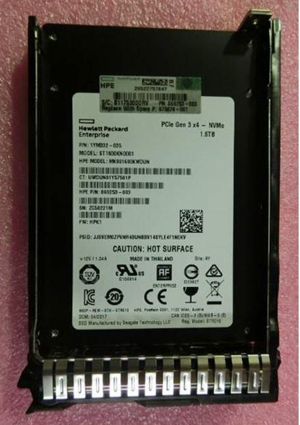 Hewlett Packard Enterprise 875876-001-RFB SSD 1.6TB SFF NVME X4 MU SCN 875876-001-RFB