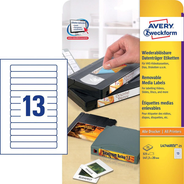 Avery L4746REV-25 Data Media Labels L4746REV-25