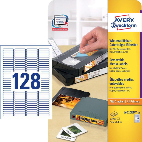 Avery L6020REV-25 Data Media Labels L6020REV-25