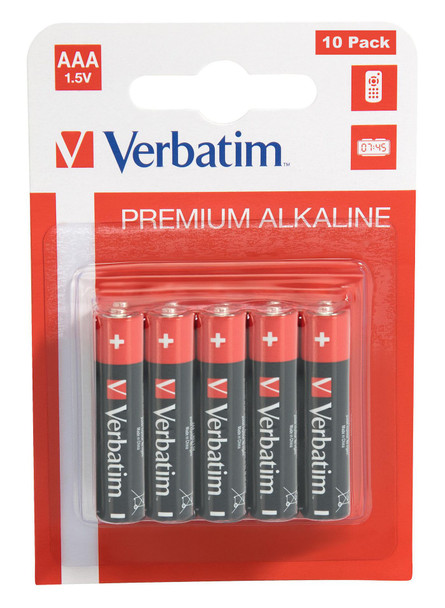 Verbatim W125625545 ALKALINE BATTERY AAA 10 PACK 49874