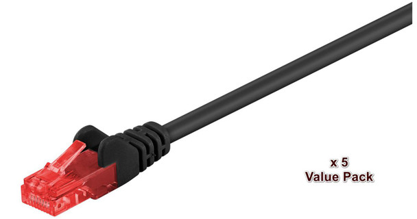 MicroConnect V-UTP615SVP U/UTP CAT6 15M Black 5 PACK V-UTP615SVP