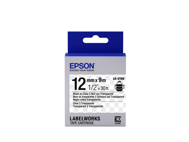 Epson C53S654012 TAPE - LK4TBN CLEAR BLK/ C53S654012