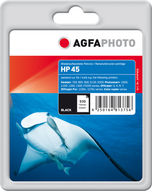 AgfaPhoto APHP45B Ink Black. HP No. 45 APHP45B