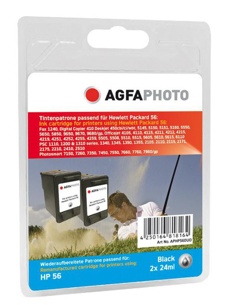 AgfaPhoto APHP56BDUO Ink Black Dye 2-pack APHP56BDUO