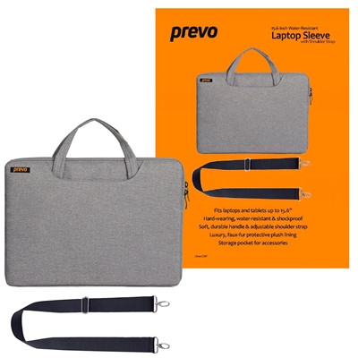 Prevo 15.6 " Laptop Bag Cushioned Lining With Shoulder Strap Light Grey LB001 15.6 LIGHT GREY