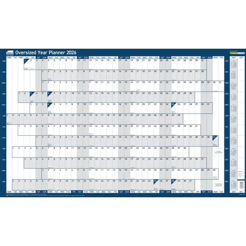 Sasco Unmounted Oversized Year Wall Planner 2026 Poster (1100 x 610mm) 2410263 2410263