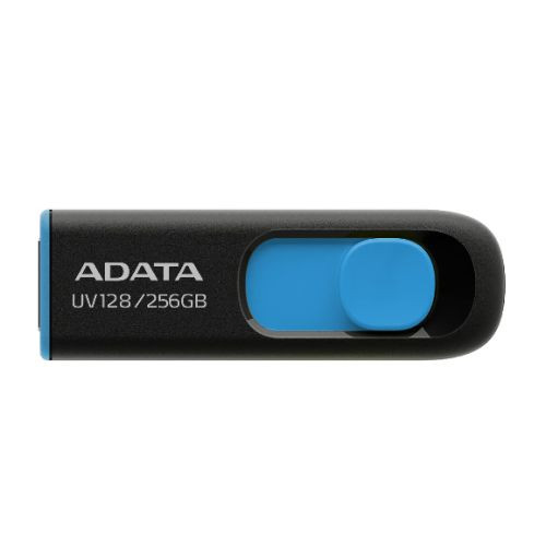 Adata 256Gb Usb 3.0 Memory Pen Uv128 Retractable Capless Black & Blue AUV128-256G-RBE