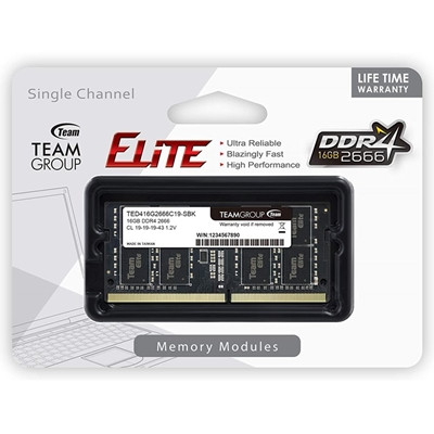Team Elite 16Gb No Heatsink 1 X 16Gb Ddr4 2666Mhz Sodimm System Memory TED416G2666C19-S01