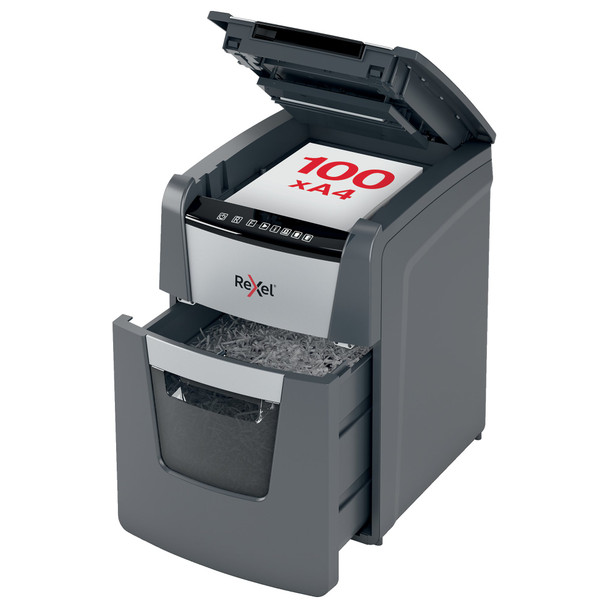 Rexel Optimum Autofeed Plus 100X Cross Cut Shredder 34 Litre 100 Sheet Automatic 2020100X