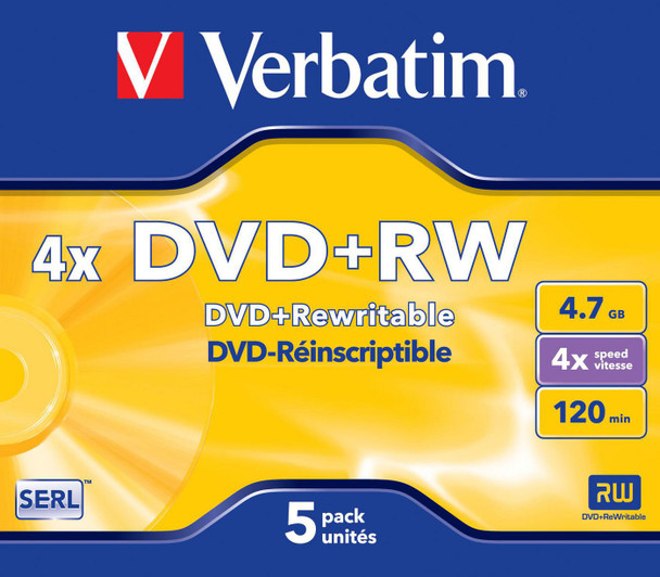 Verbatim 43229 DVD+RW 4X. 4.7GB Branded 43229