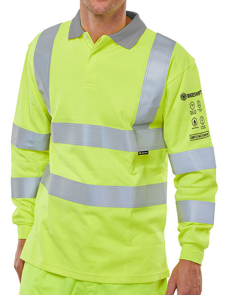 Beeswift Arc Compliant Hi-Vis Anti-Static Polo Shirt Saturn Yellow Size 4XL CARC12SY4XL