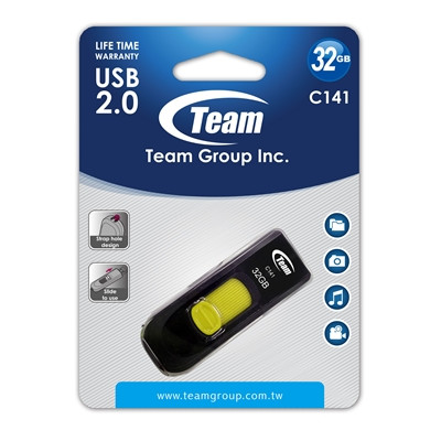 Team C141 32Gb Usb 2.0 Flash Drive Yellow TC14132GY01