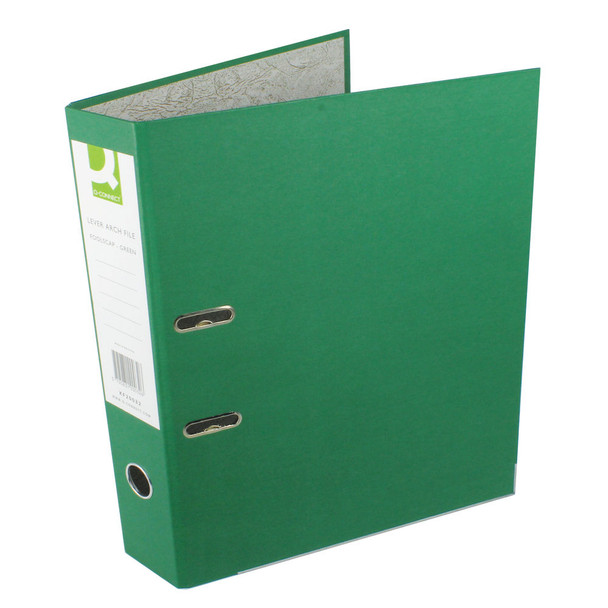 Q-Connect Lever Arch File Paperbacked Foolscap Green Pack of 10 KF20032 KF20032