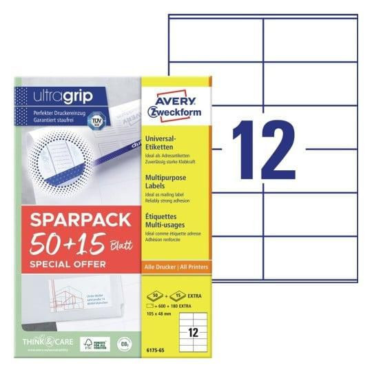 Avery 6175-65 Self-Adhesive Label Rectangle 6175-65