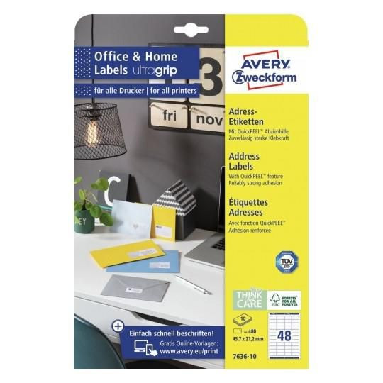 Avery 7636-10 Self-Adhesive Label Rectangle 7636-10