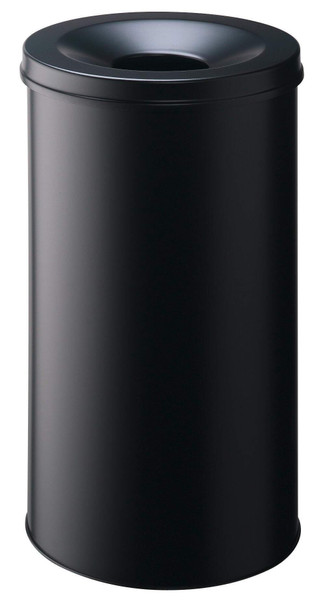 Durable Safe Waste Basket Metal Round 60 Litre Bin Black - 330701 330701
