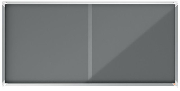 Nobo Premium Plus Grey Felt Lockable Noticeboard Display Case 27 X A4 2000X970mm 1915339