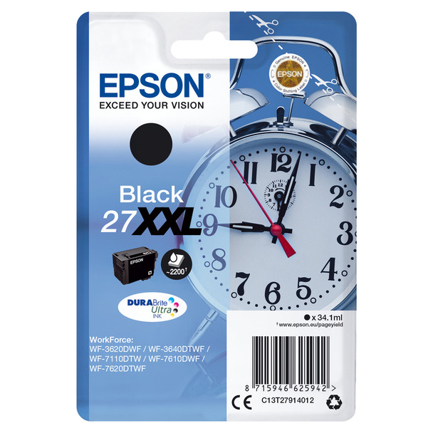 Epson Alarm clock Singlepack Black 27XXL DURABrite Ultra Ink Extra Super High Yi C13T27914012