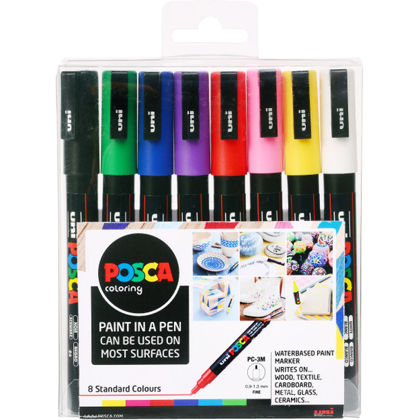 Posca Pc-3M Paint Marker Assorted Colours Pack 8 - 153544842 153544842