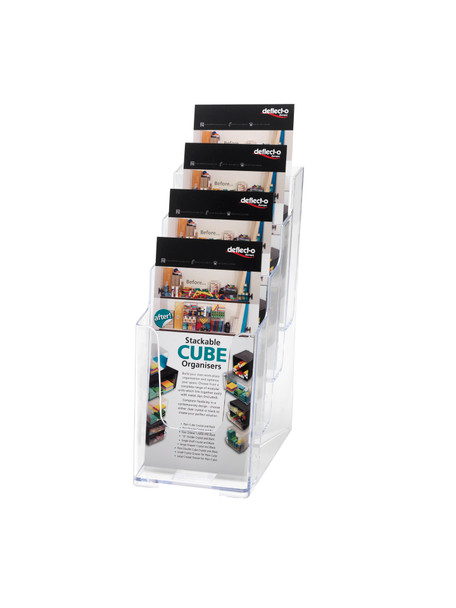 Deflecto Literature Holder 4 Tier Dl Portrait Clear 77701