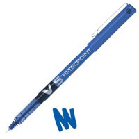 Pilot V5 Hi-Tecpoint Liquid Ink Rollerball Pen 0.5Mm Tip 0.3Mm Line Blue Pack 12 100101203