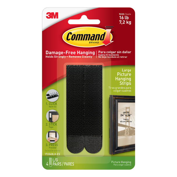 3M Command Large Picture Hanging Strips Black Pack 4 - 7100235894 7100235894
