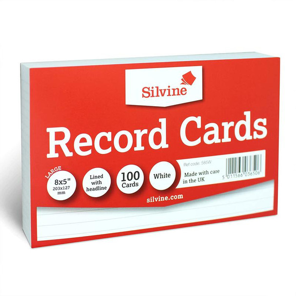 Valuex Record Cards Ruled Both Sides 203X127mm White Pack 100 585W