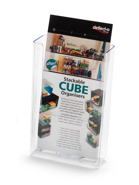 Deflecto Flat Back Literature Holder Dl Portrait Clear 76001 76001