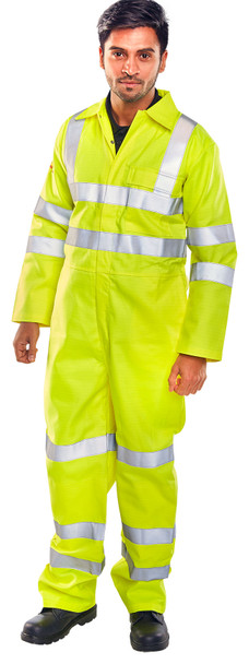 Beeswift Tesla Fire Retardant Hi-Vis Anti-Static Boilersuit Saturn Yellow Size 4 CFRASTEBSSY48