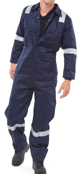 Beeswift Burgan Fire Retardant Anti-Static Boilersuit Navy Blue Size 52 CFRASBBSN52