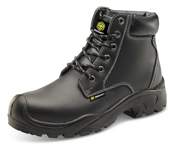 Beeswift 6 Eyelet Pur Boot S3 Black Size 7 CF60BL07