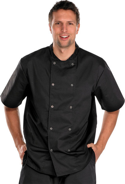 Beeswift Chefs Jacket Short Sleeve Black Size M CCCJSSBLM