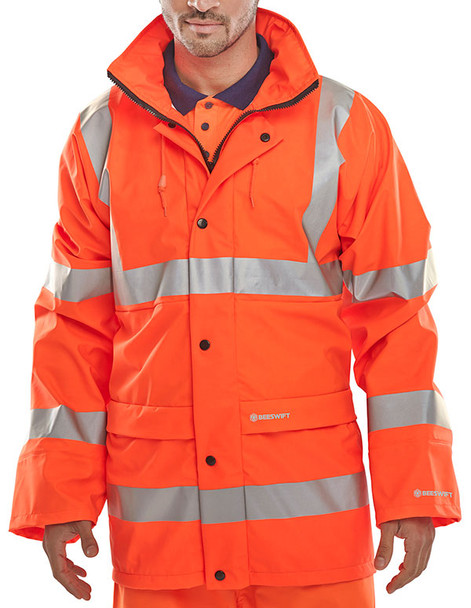 Beeswift Hi-Vis Pu Jacket Orange Size XXL PUJORXXL