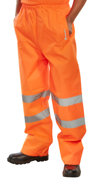 Beeswift Hi-Vis Padded Thermal Lined Rain Trousers Orange Size M PTENORM