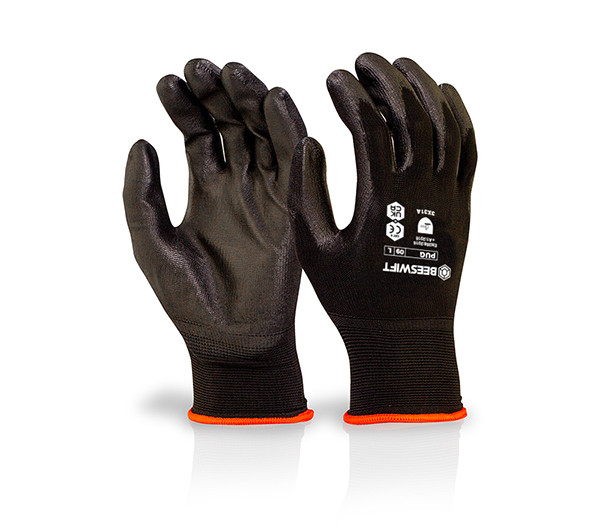 Beeswift Pu Coated Gloves Black Size S PUGBLS