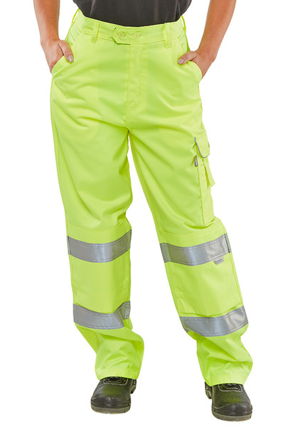 Beeswift Ladies Hi-Vis Trousers Saturn Yellow Size 30 LPCTENSY30