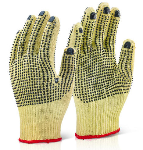 Beeswift Reinforced Medium Weight Dotted Gloves Yellow Size 8 KGMWD08