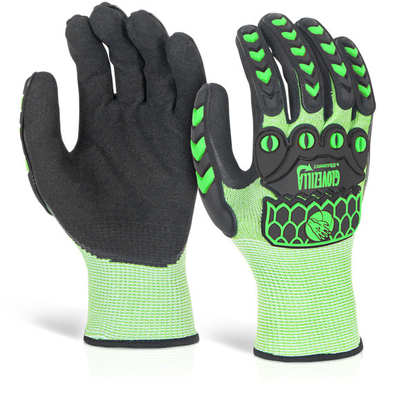 Beeswift Glovezilla Sandy Nitrile Coated Gloves Green Size M GZ60LGM