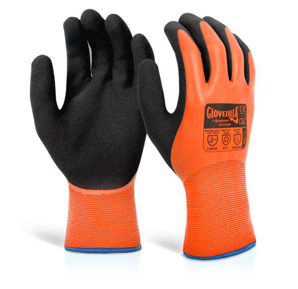 Beeswift Glovezilla Latex Thermal Latex Gloves Orange Size XXL GZ105ORXXL