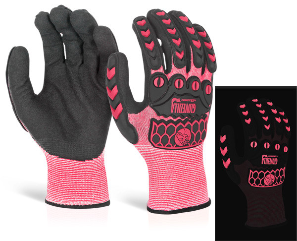 Beeswift Glovezilla Glow In The Dark Foam Nitrile Coated Gloves Pink Size M GZ66PM