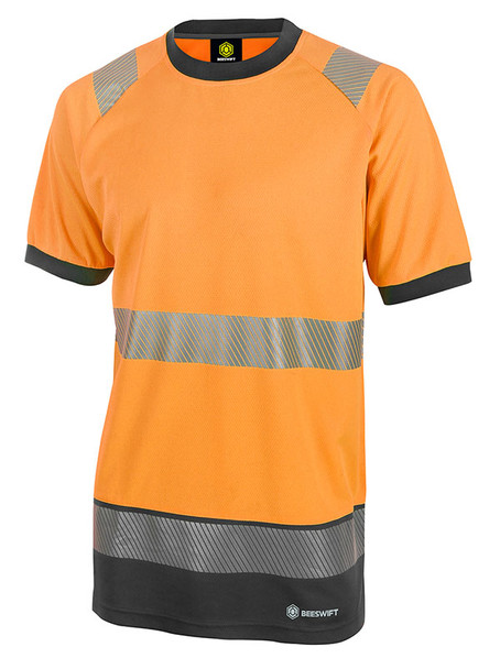 Beeswift Deltic Hi-Vis Two-Tone Short Sleeve T-Shirt Orange / Black Size S HVTT001ORBLS