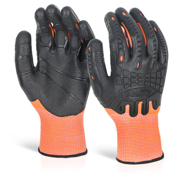 Beeswift Glovezilla Cut Resistant Fully Coated Impact Gloves Orange Size XL GZ61ORXL
