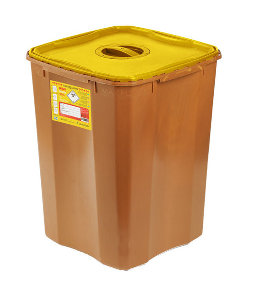 Woodsafe Sharps Bin Lid And Screw Fit Cap 50 Litre Brown Size 50L CM0928