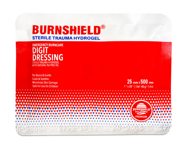 Burnshield Sterile Trauma Hydrogel Digit Dressing 25Mm X 500Mm White/Red Size 25 CM2330