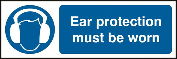 Ear Protection Rigid Pvc Sign White/Blue Size 300X100MM BSS11405N